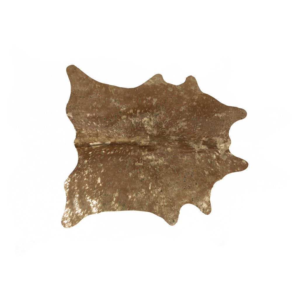 5' x 7' Gold and Brown Cowhide Hand Knotted Area Rug