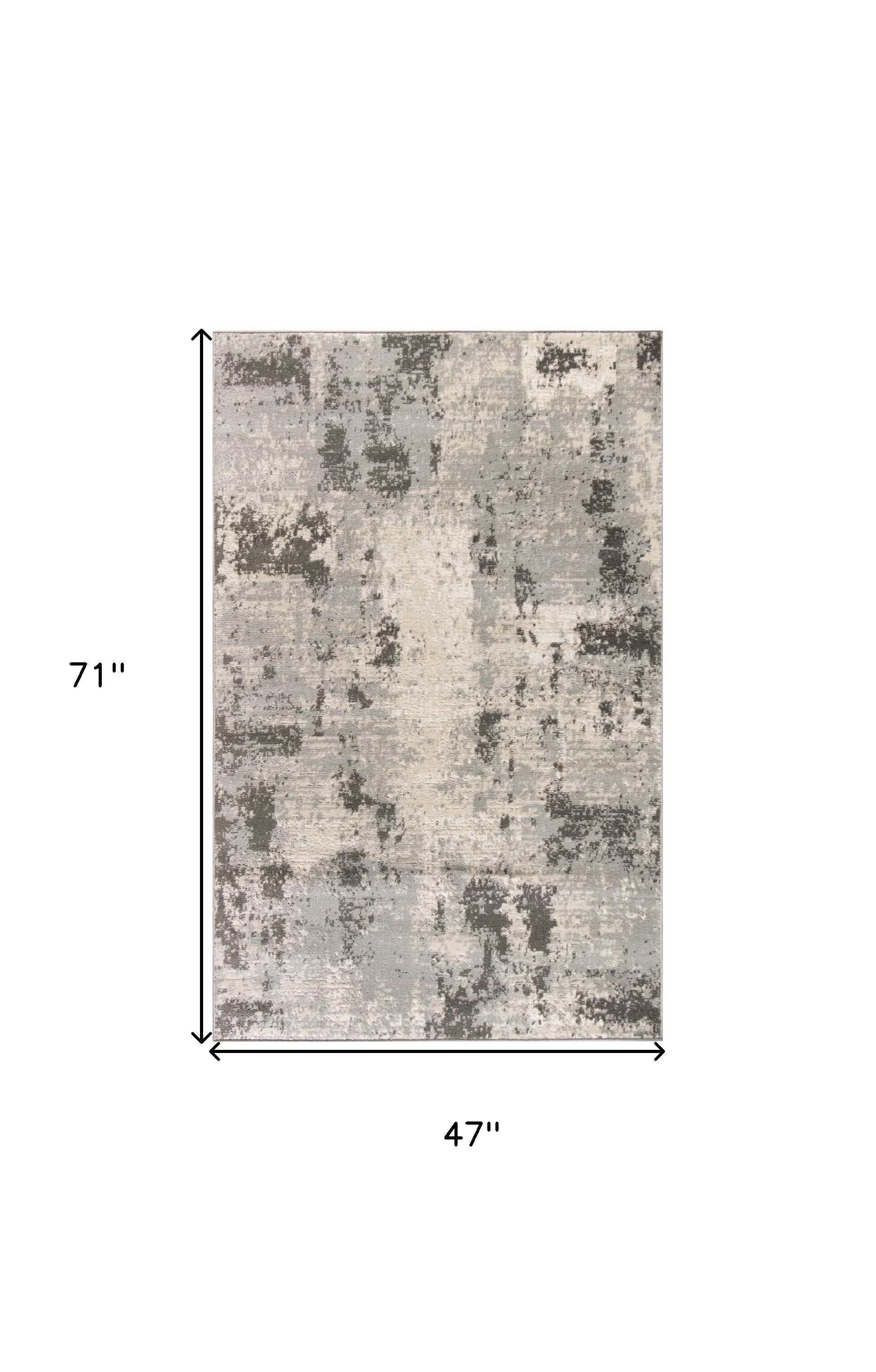 4' x 6' Cream Abstract Area Rug