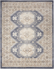 8' x 10' Blue Geometric Distressed Area Rug