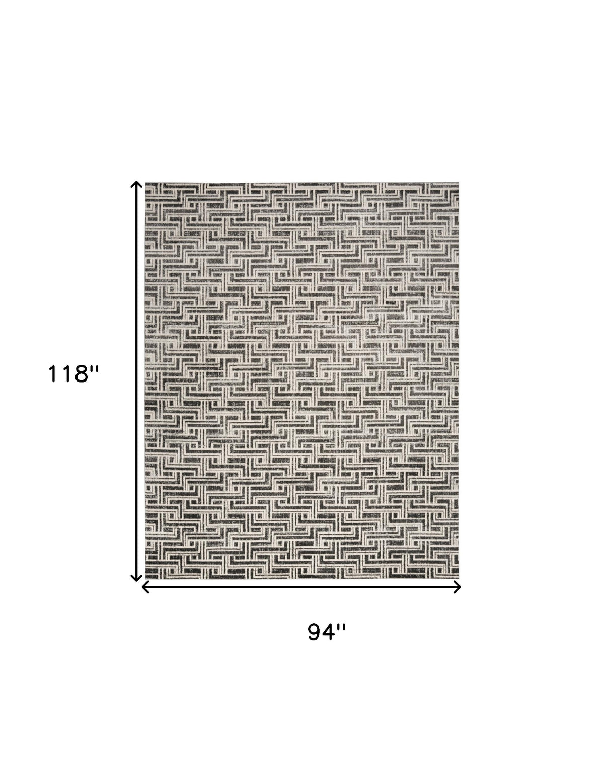 8' x 10' Gray Geometric Distressed Area Rug