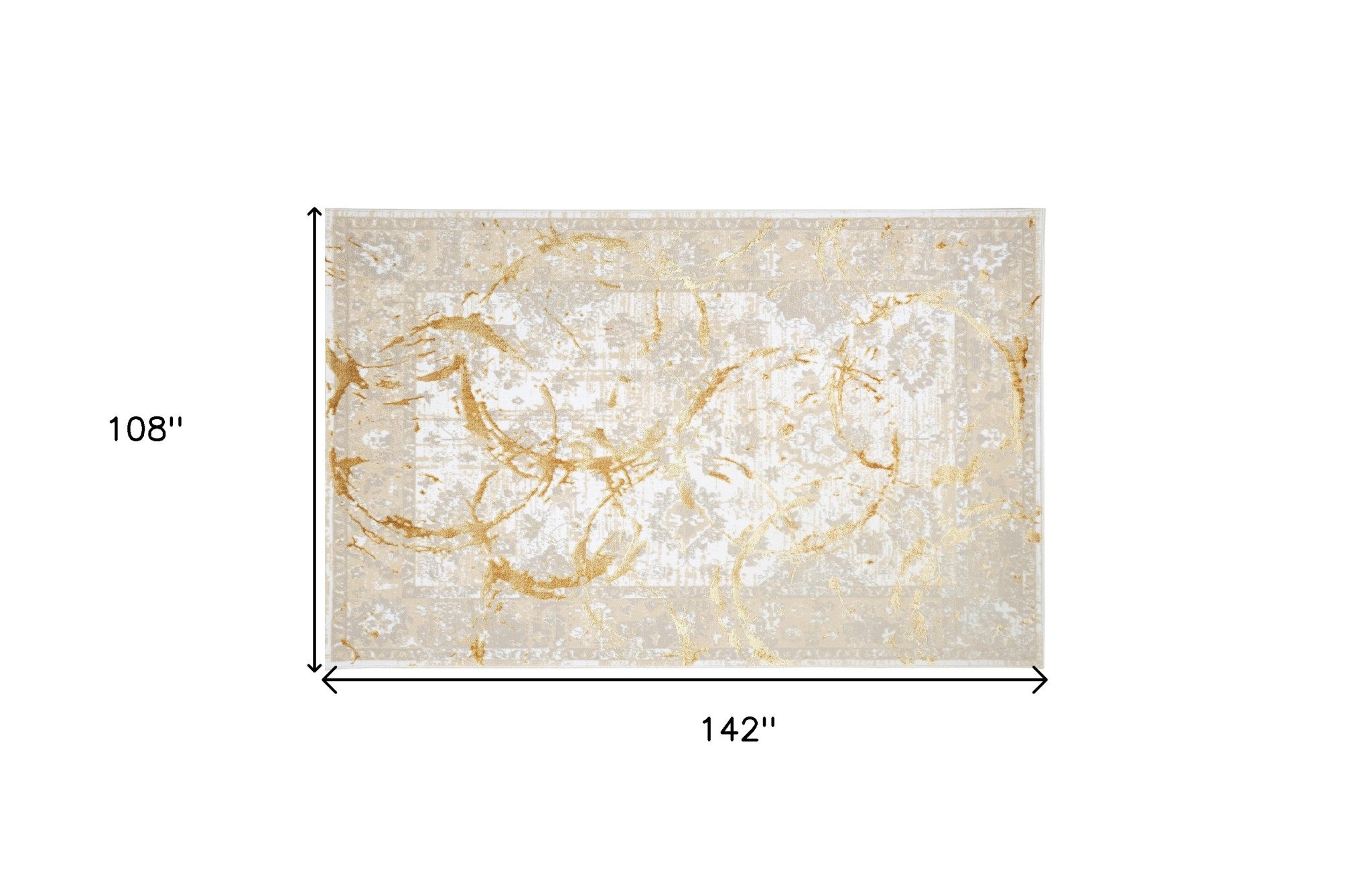 9' x 12' Gold Abstract Area Rug