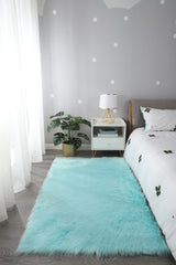 5' x 7' Turquoise Sheepskin Washable Area Rug