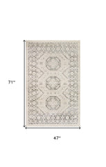 4' x 6' Gray Geometric Distressed Area Rug