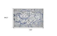 8' x 11' Navy Blue Abstract Area Rug