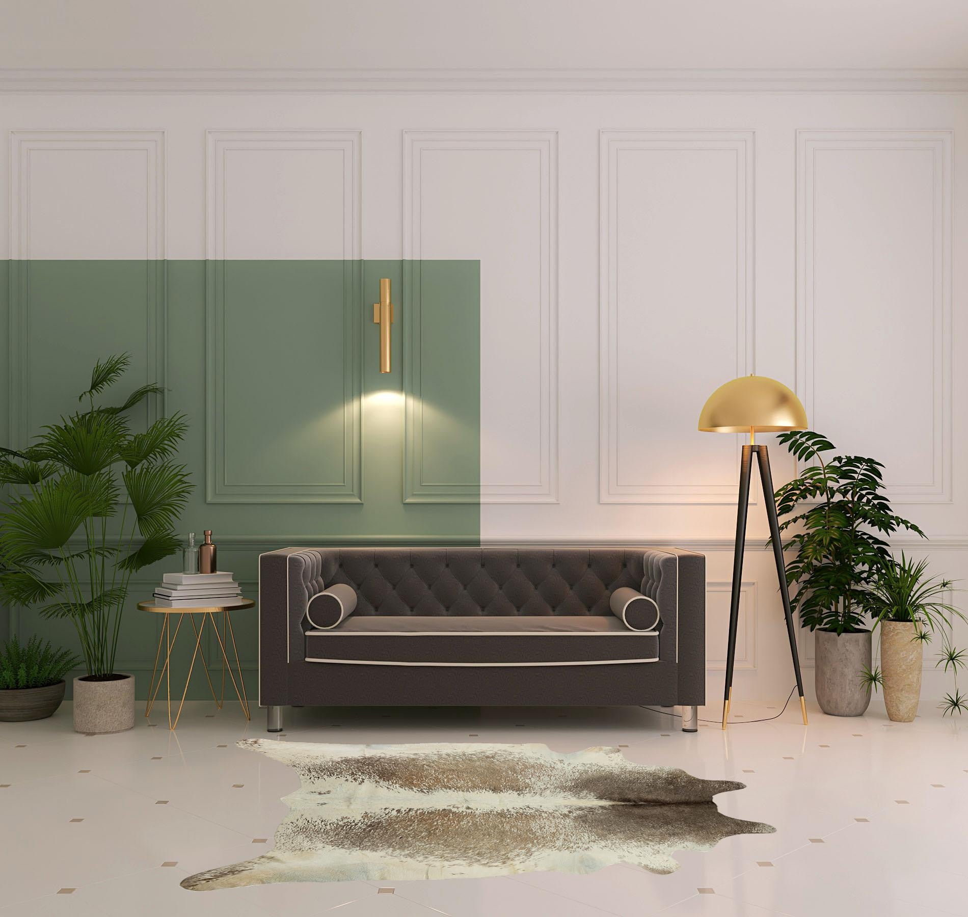 5' x 7' Brown and White Cowhide Hand Knotted Area Rug