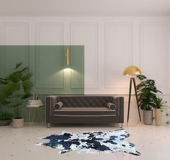 5' x 7' Black and White Cowhide Hand Knotted Area Rug