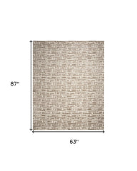5' x 7' Brown Geometric Distressed Area Rug