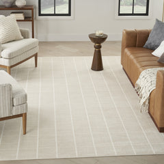 5' x 7' Cream Geometric Area Rug