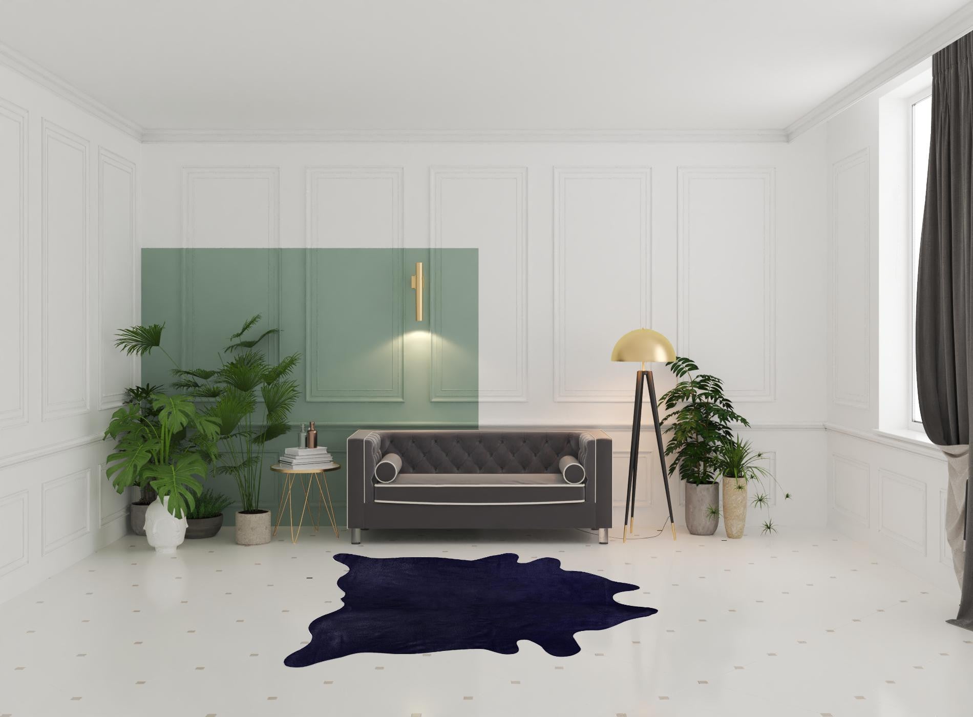 6' x 7' Midnight Cowhide Hand Knotted Area Rug