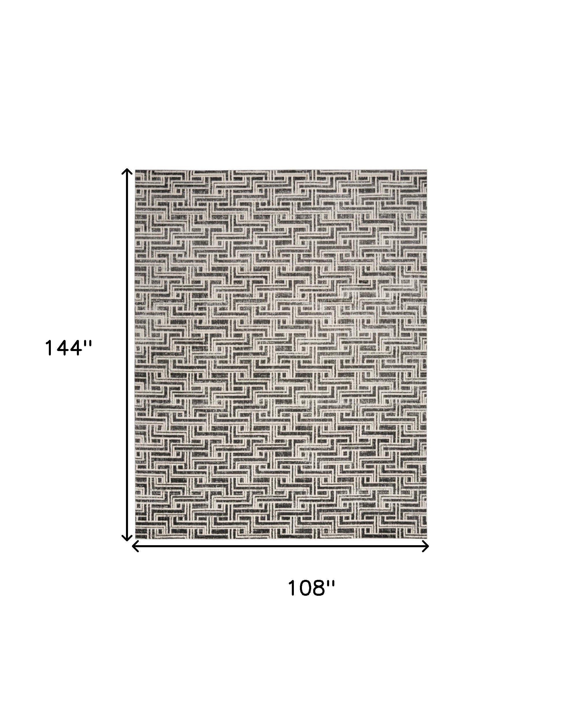 9' x 12' Gray Geometric Distressed Area Rug