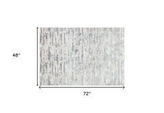 4' x 6' Silver Abstract Washable Non Skid Area Rug