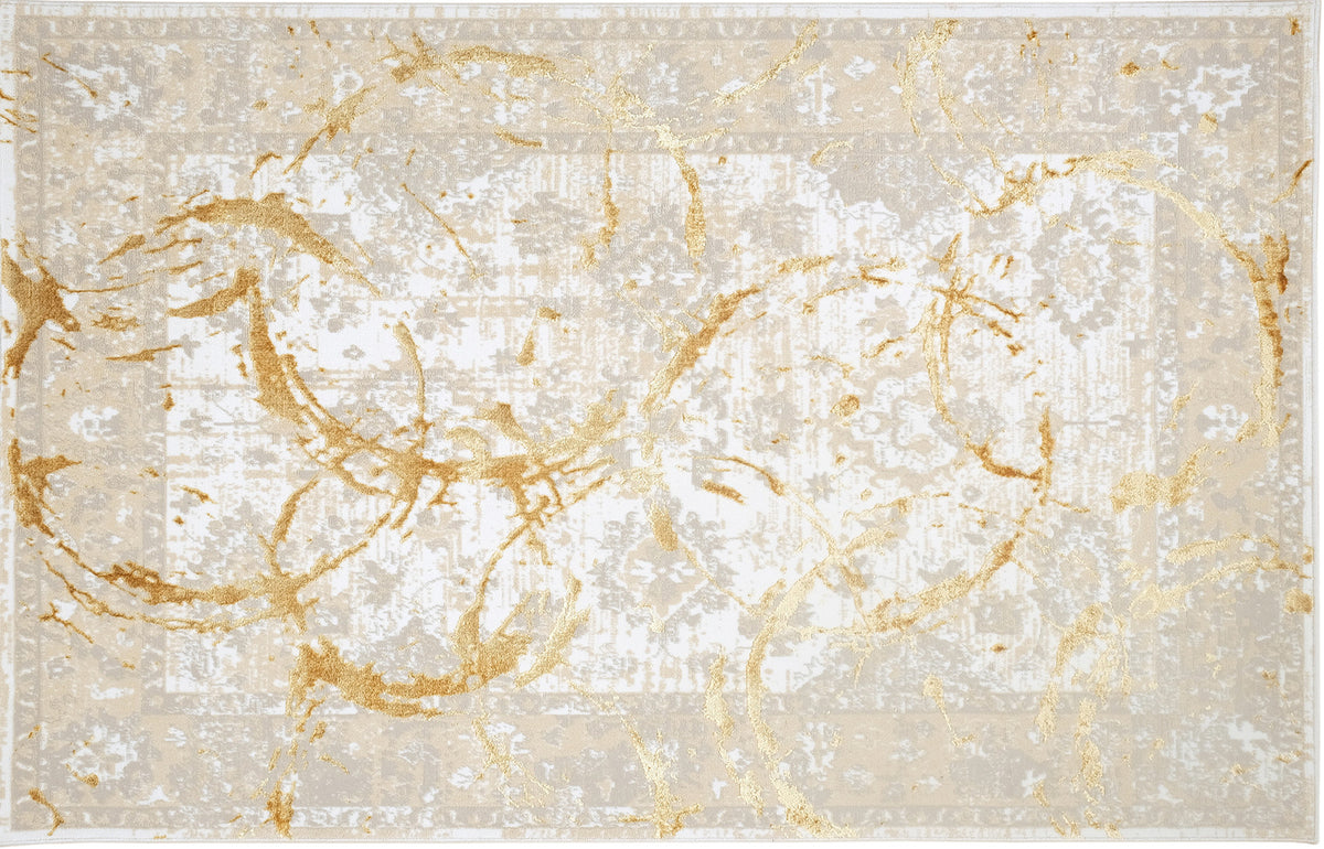 5' x 8' Gold Abstract Area Rug