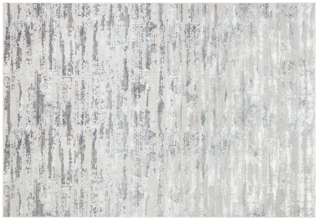 8' x 11' Silver Abstract Washable Non Skid Area Rug