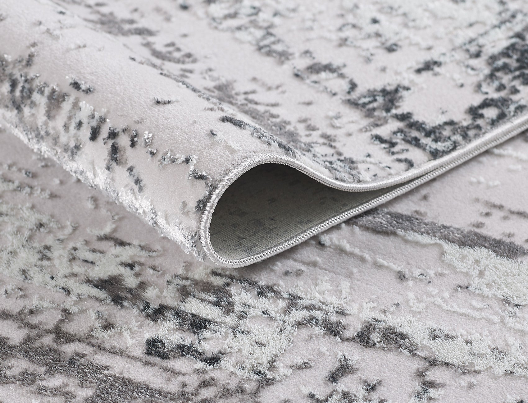 8' x 11' Silver Abstract Washable Non Skid Area Rug