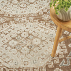 8' x 10' Brown Geometric Distressed Area Rug