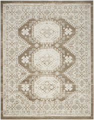 8' x 10' Brown Geometric Distressed Area Rug
