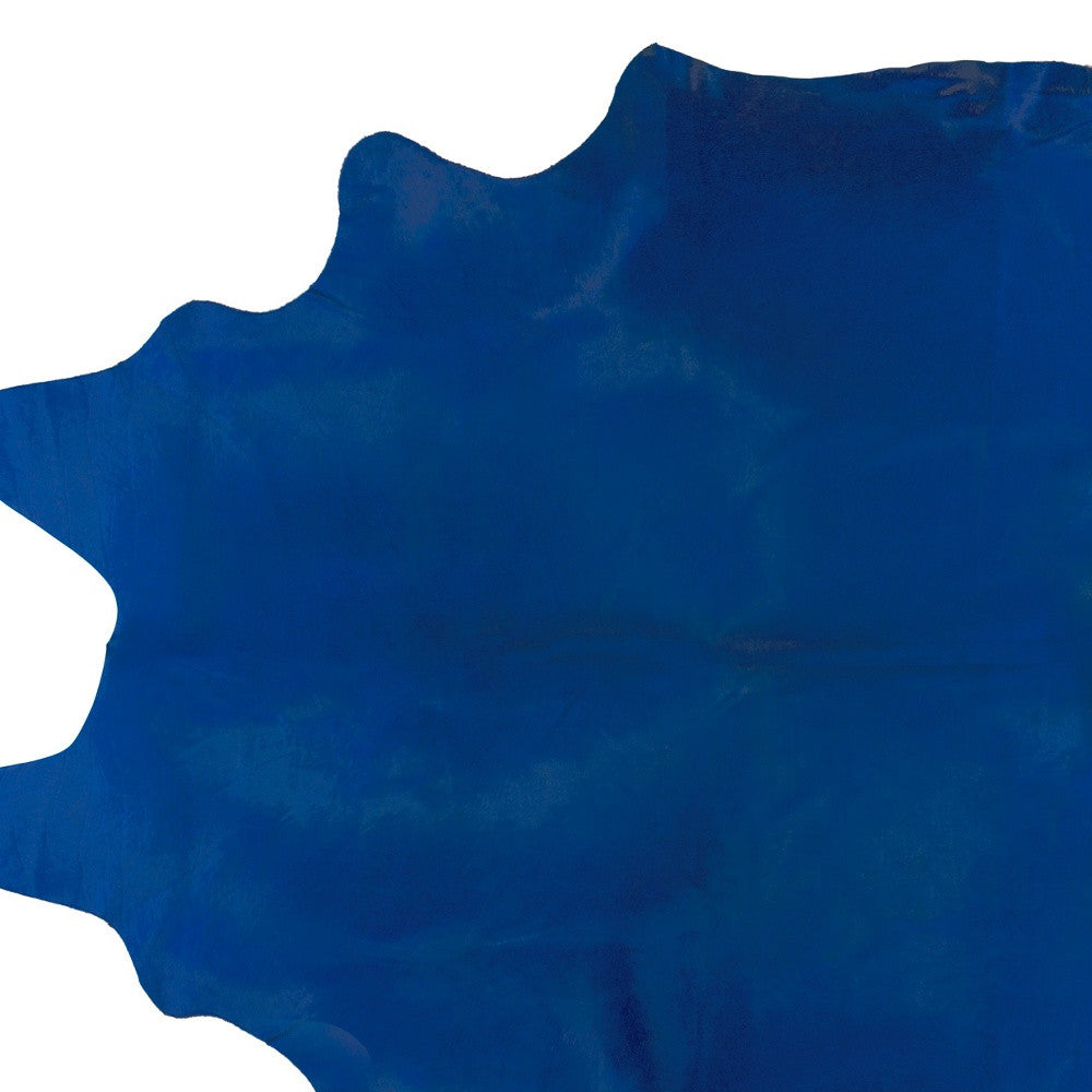 5' x 7' Cobalt Cowhide Hand Knotted Area Rug