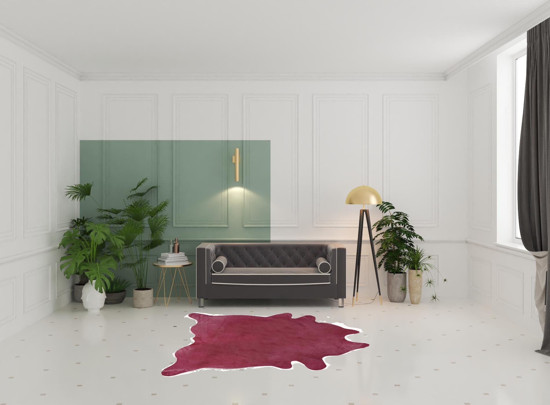 6' x 7' Fuchsia Cowhide Hand Knotted Area Rug