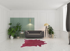 6' x 7' Fuchsia Cowhide Hand Knotted Area Rug