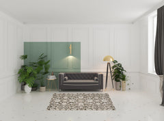 5' x 7' Gray Floral Distressed Area Rug