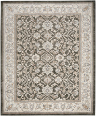 5' x 7' Gray Floral Distressed Area Rug