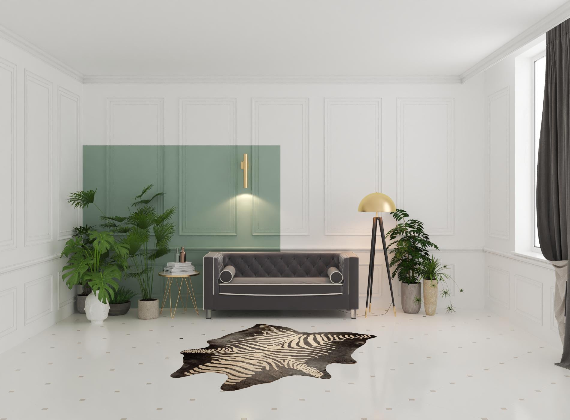 5' x 7' Black and Off White Cowhide Hand Knotted Area Rug