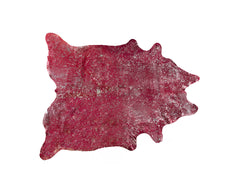 5' x 7' Red and Silver Cowhide Hand Knotted Area Rug