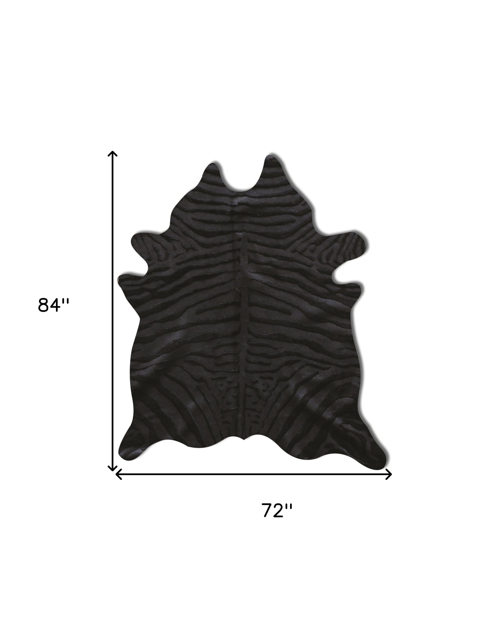 5' x 7' Black Cowhide Hand Knotted Area Rug