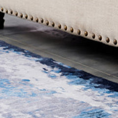 8' x 11' Blue and Yellow Abstract Printed Washable Non Skid Area Rug