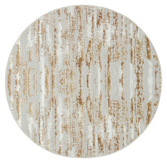 4' Beige Round Abstract Washable Non Skid Area Rug