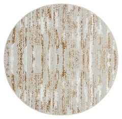 4' Beige Round Abstract Washable Non Skid Area Rug