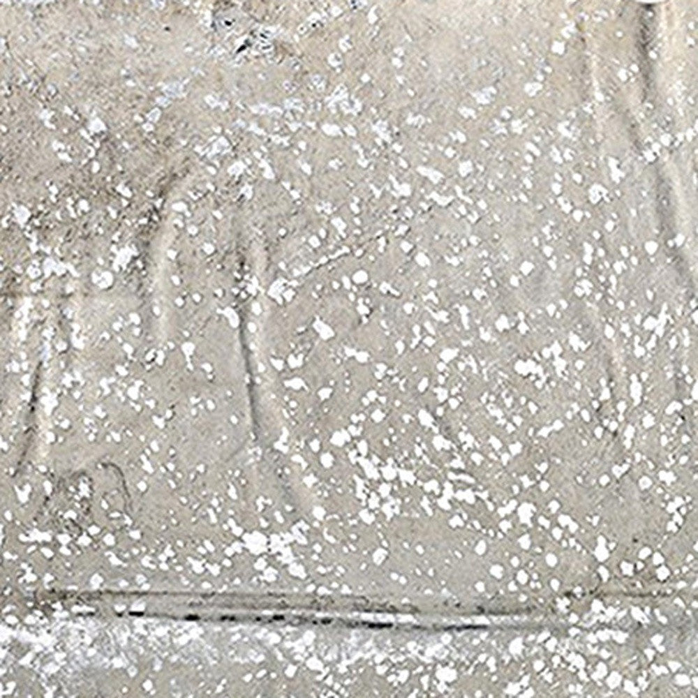 6' x 7' Silver and Ivory Cowhide Hand Knotted Area Rug