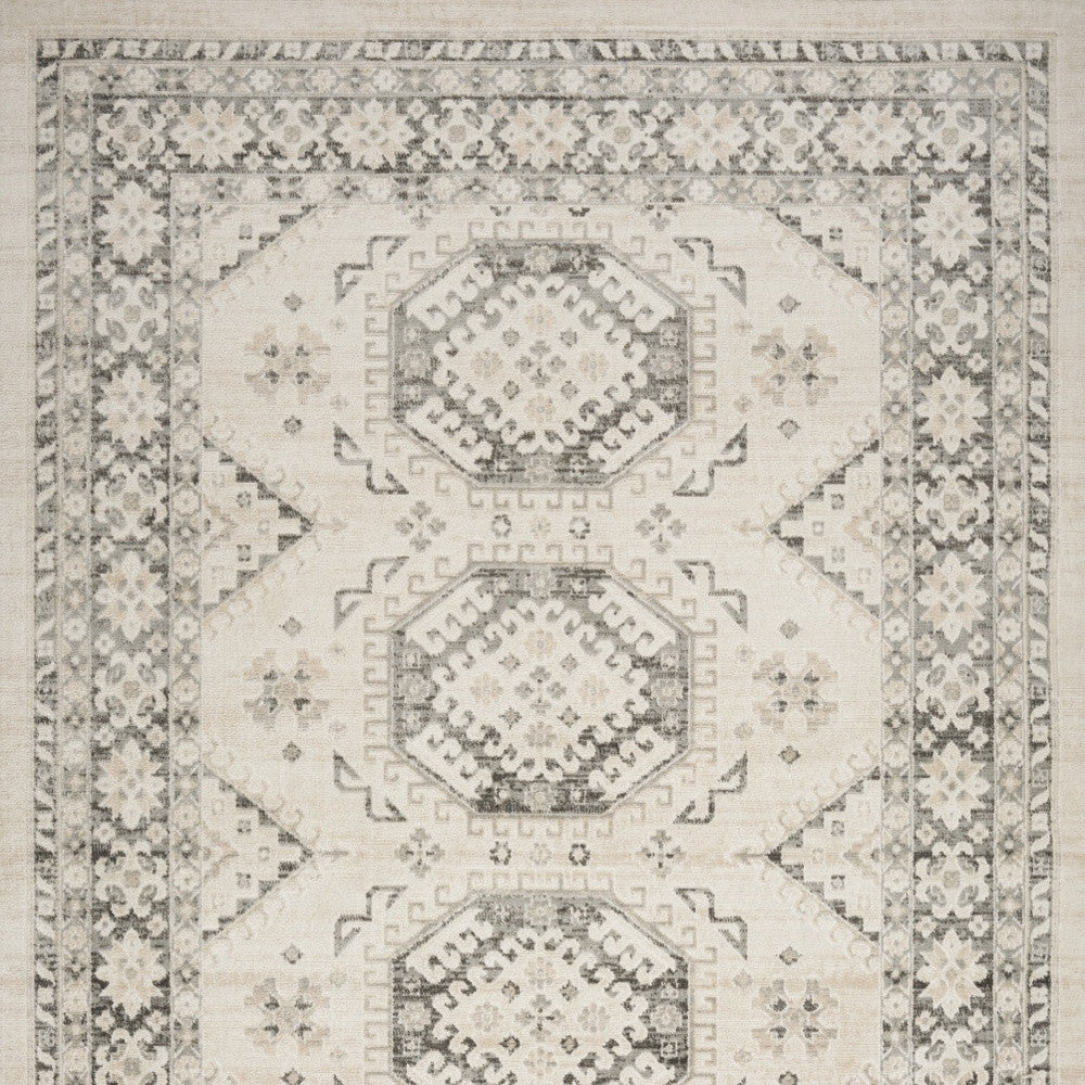 5' x 7' Gray Geometric Distressed Area Rug
