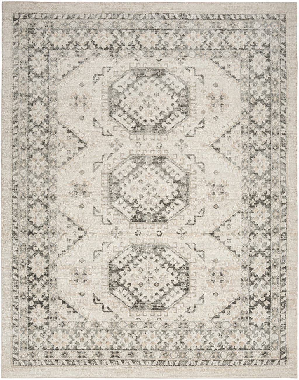 5' x 7' Gray Geometric Distressed Area Rug