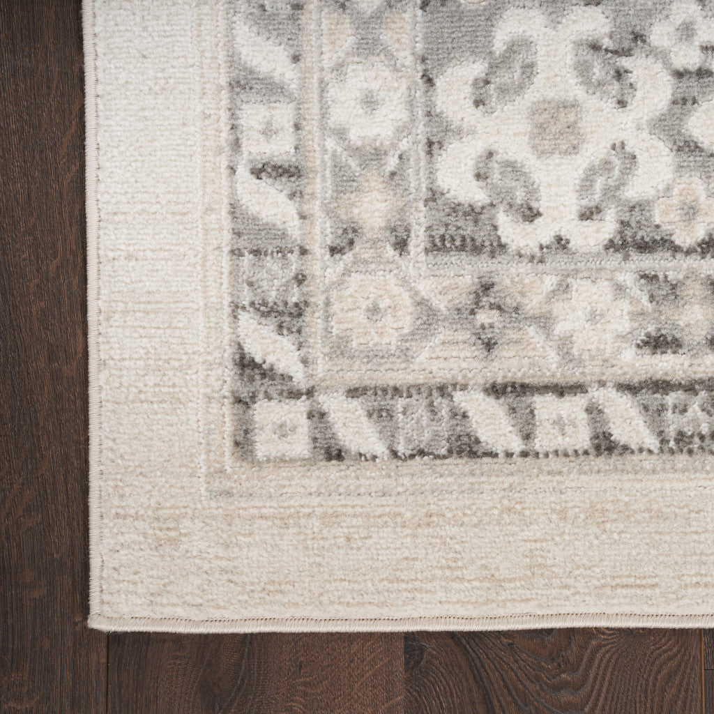 5' x 7' Gray Geometric Distressed Area Rug
