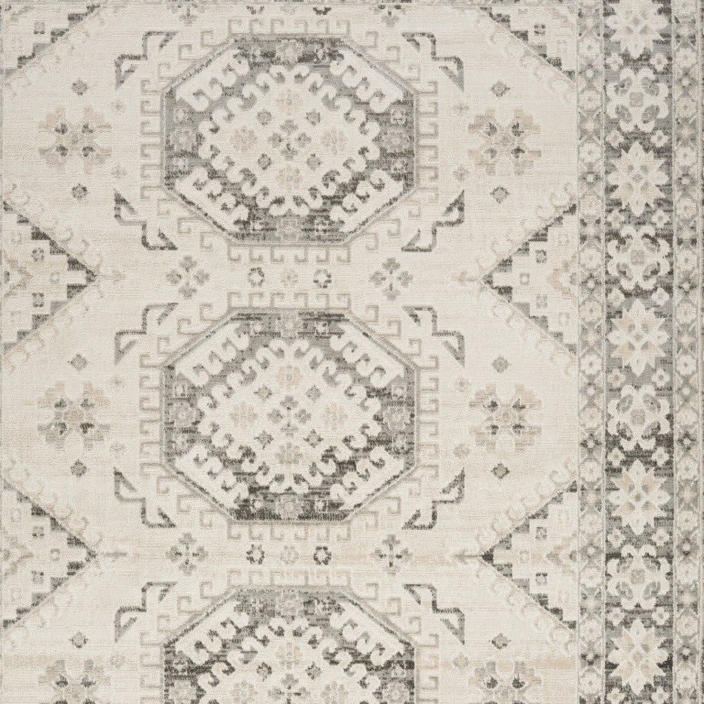 5' x 7' Gray Geometric Distressed Area Rug