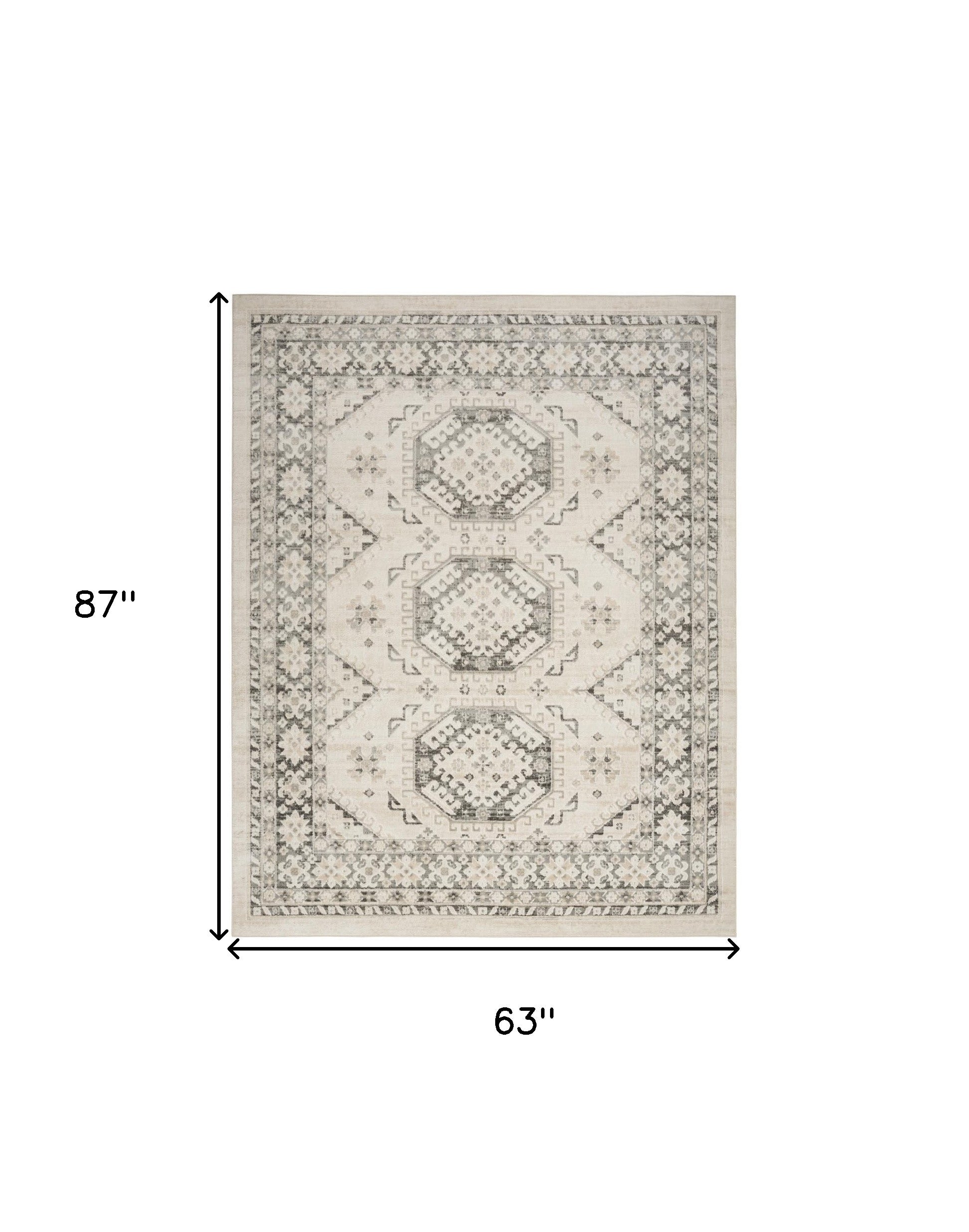 5' x 7' Gray Geometric Distressed Area Rug