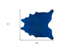 6' x 7' Cobalt Cowhide Hand Knotted Area Rug