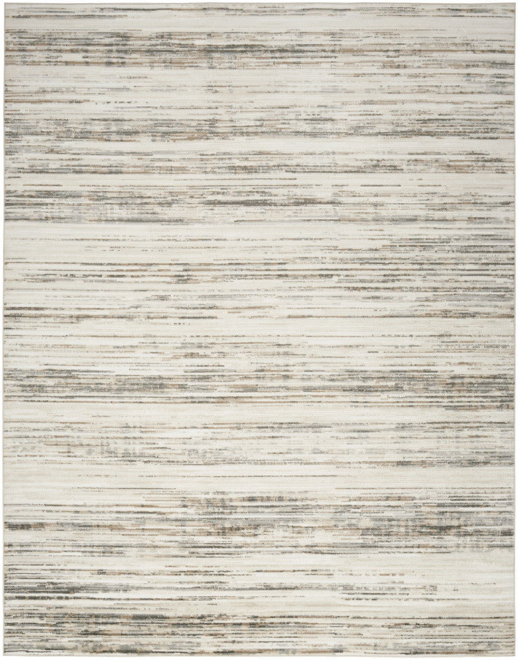 9' x 12' Cream Abstract Distressed Area Rug