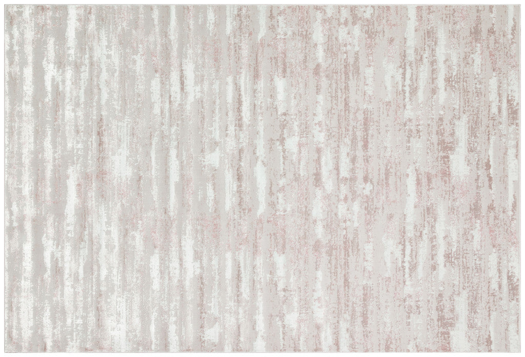 8' x 11' Pink Abstract Washable Non Skid Area Rug