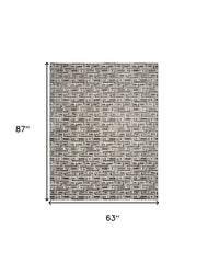5' x 7' Gray Geometric Distressed Area Rug