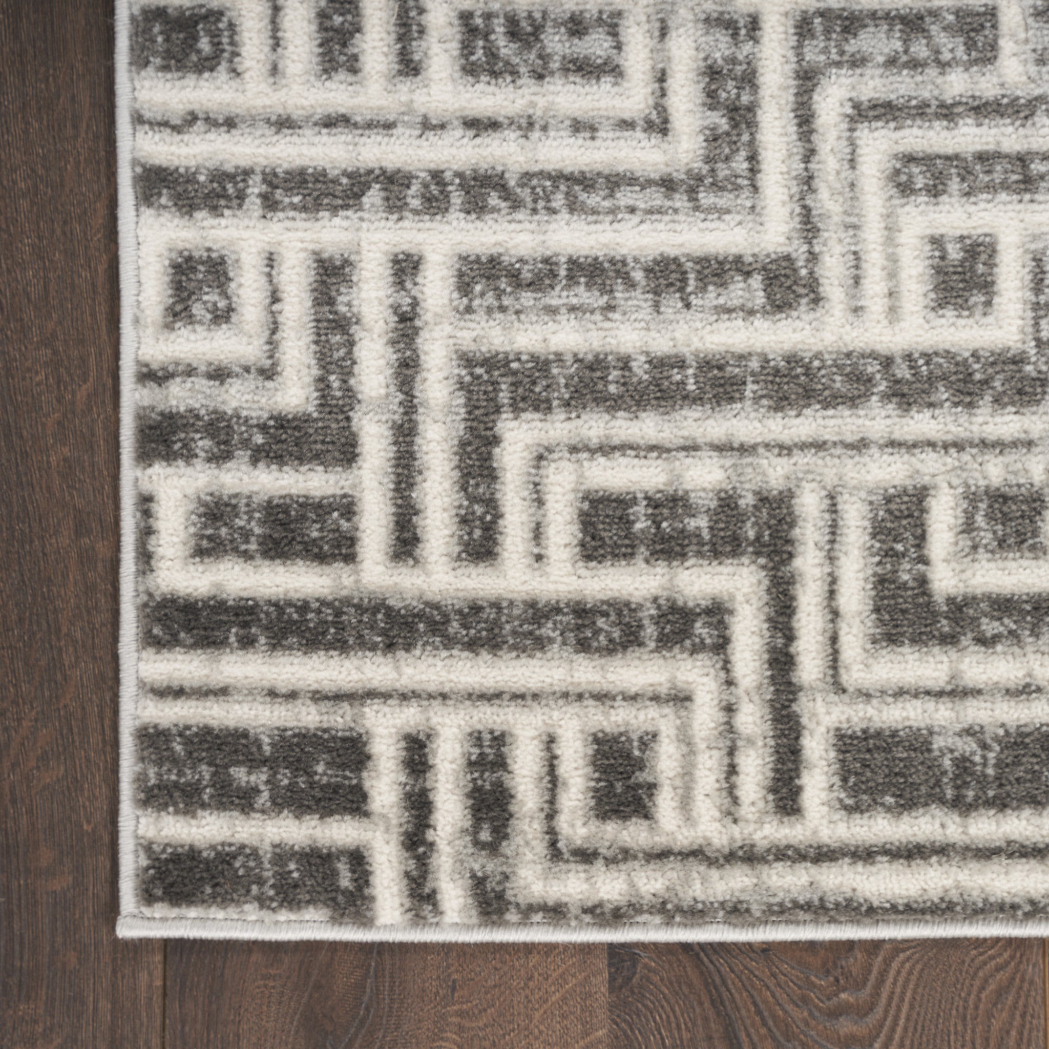 5' x 7' Gray Geometric Distressed Area Rug