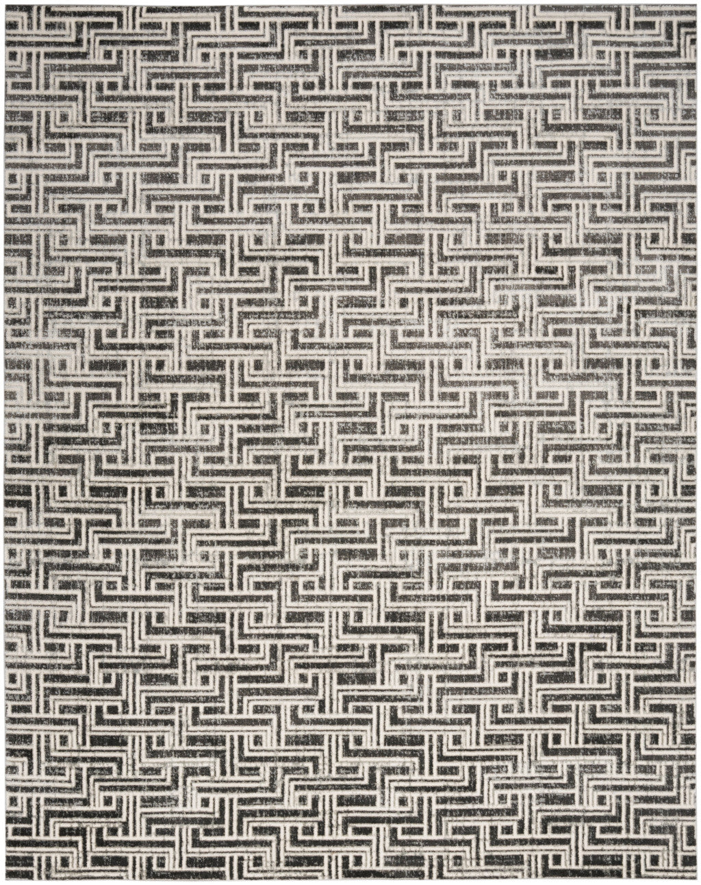 5' x 7' Gray Geometric Distressed Area Rug