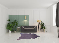 6' x 7' Lavender Cowhide Hand Knotted Area Rug