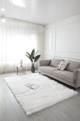 4' x 6' White Sheepskin Washable Area Rug