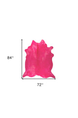 6' x 7' Pink Cowhide Hand Knotted Area Rug