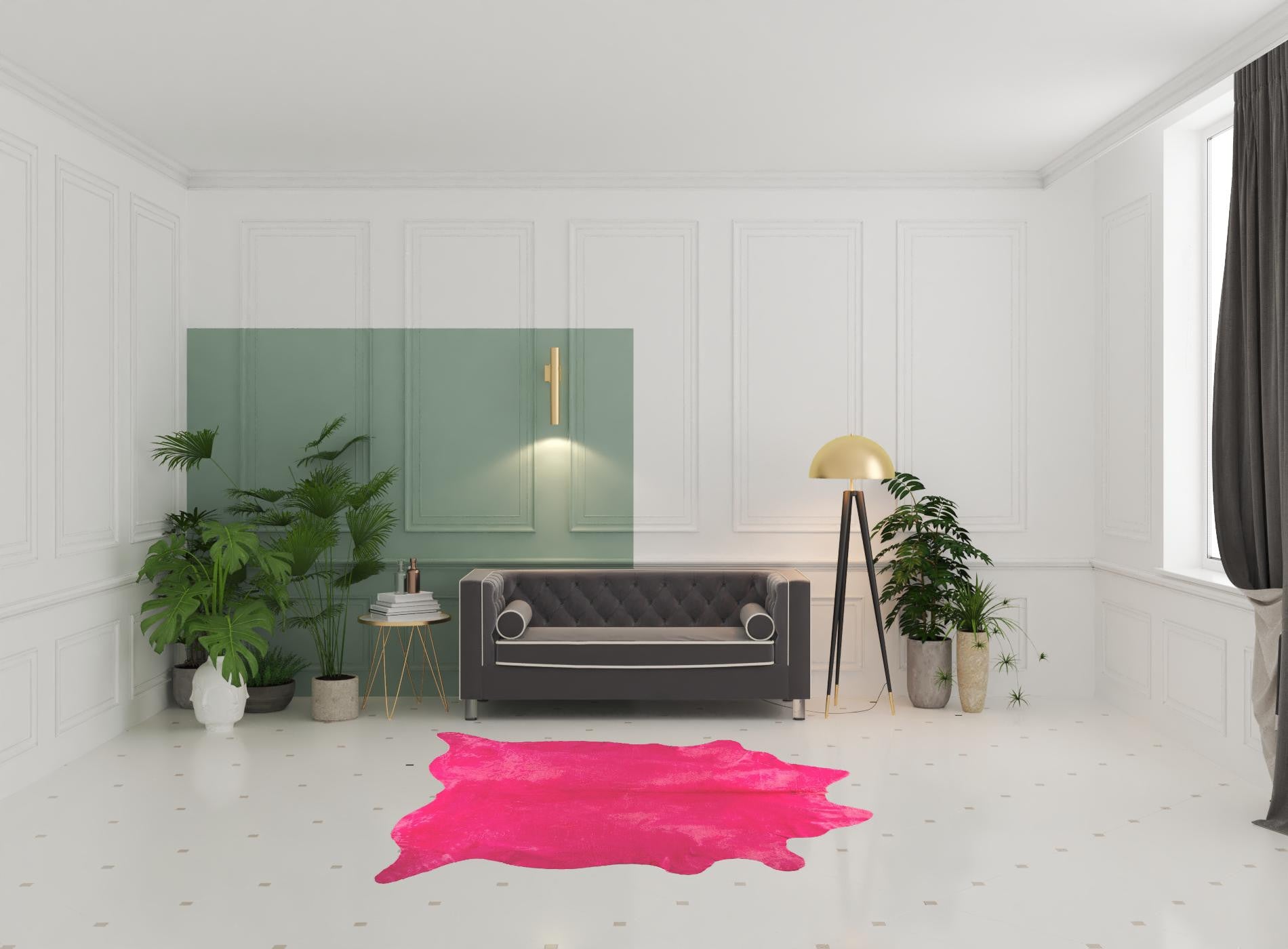 6' x 7' Pink Cowhide Hand Knotted Area Rug