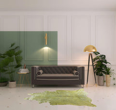 5' x 7' Green and Silver Cowhide Hand Knotted Area Rug