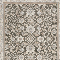 9' x 12' Gray Floral Distressed Area Rug