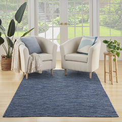 4' x 6' Blue Geometric Power Loom Non Skid Area Rug